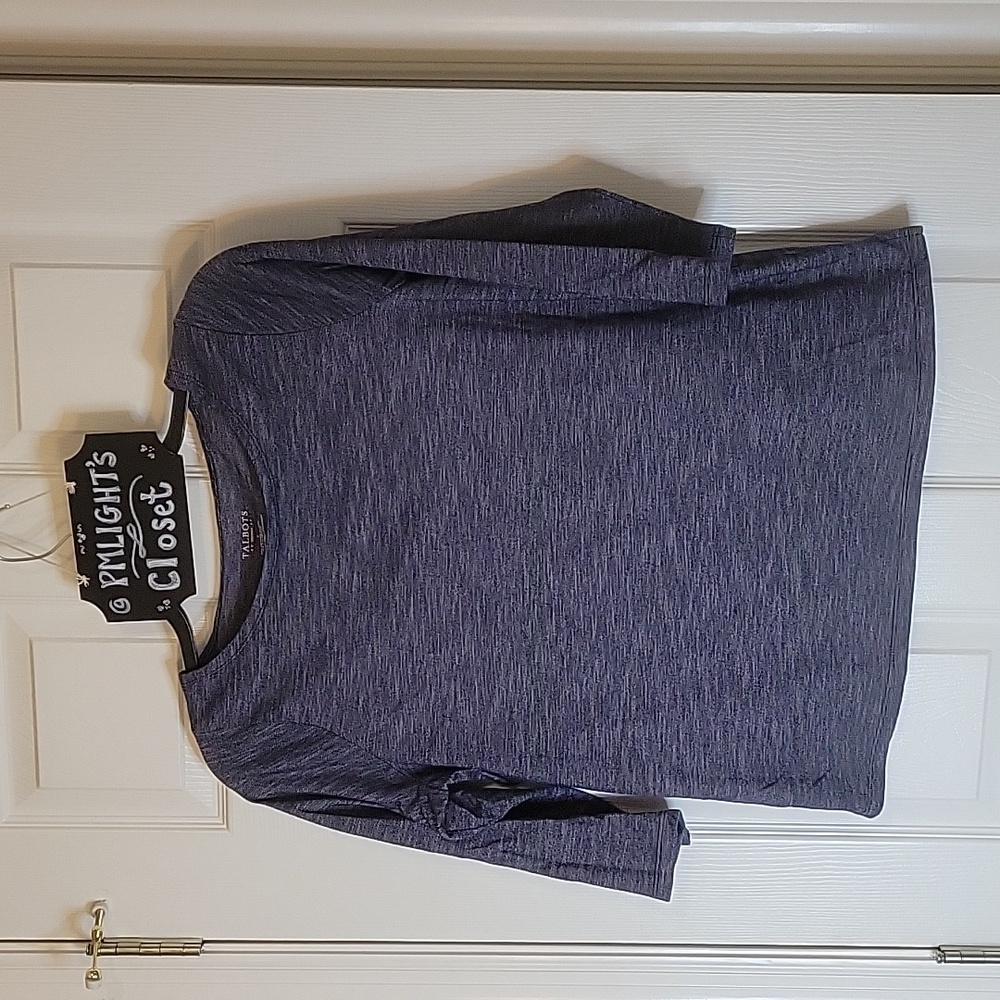 Talbots Woman X Boat Neck Top Navy Blue Gray XL